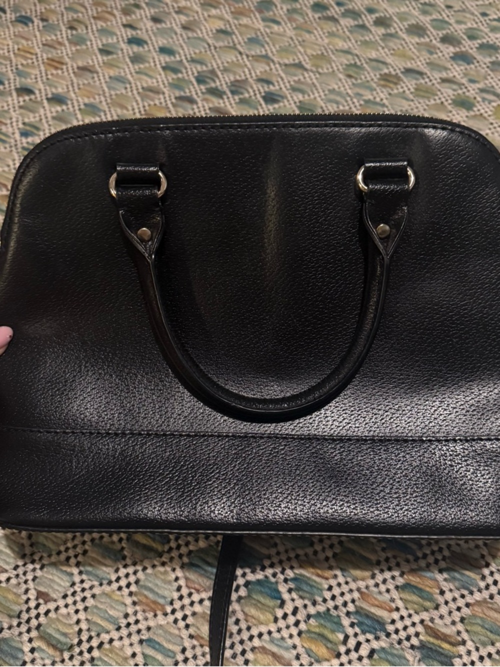 kate spade black leather dome satchel with crossbody strap - Picture 3 of 5
